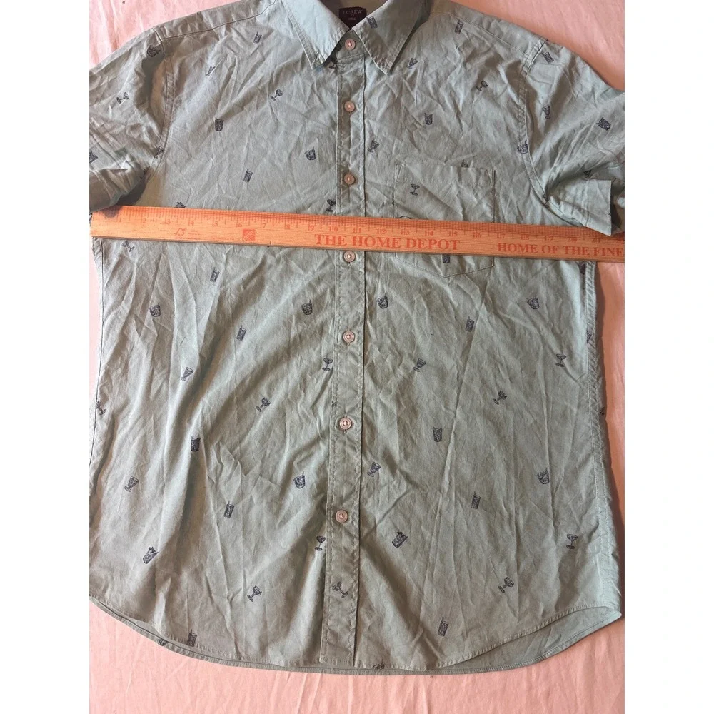 J.Crew Button Down Shirt Mens M Mint Green Cocktail Print H4743 SU18